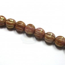 8mm Melon Round Luster-Opaque Rose/Gold Topaz